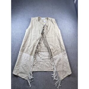 VINEYARD VINES Open Front Fringe Vest Sweater Oatmeal Heather Women's M NWT